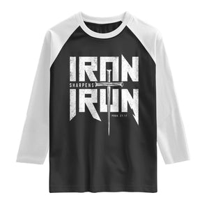 Iron Sharpens Iron Raglan Shirt Christian Bible Scripture Gym Workout TS11 Black White Print Your Wear