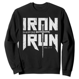 Iron Sharpens Iron Sweatshirt Christian Bible Scripture Gym Workout TS11 Black Print Your Wear