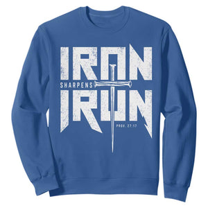 Iron Sharpens Iron Sweatshirt Christian Bible Scripture Gym Workout TS11 Royal Blue Print Your Wear