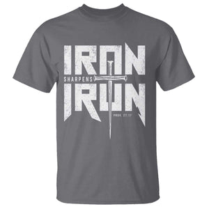 Iron Sharpens Iron T Shirt Christian Bible Scripture Gym Workout TS11 Charcoal Print Your Wear