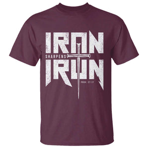 Iron Sharpens Iron T Shirt Christian Bible Scripture Gym Workout TS11 Maroon Print Your Wear