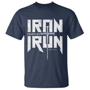 Iron Sharpens Iron T Shirt Christian Bible Scripture Gym Workout TS11 Navy Print Your Wear