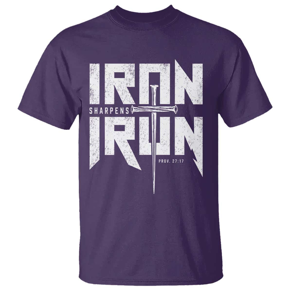 Iron Sharpens Iron T Shirt Christian Bible Scripture Gym Workout TS11 Purple Print Your Wear