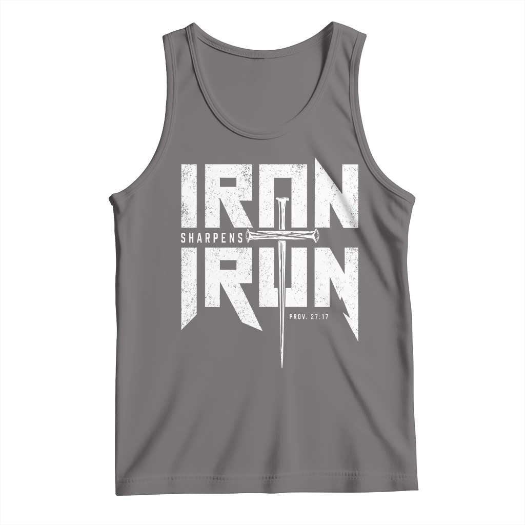 Iron Sharpens Iron Tank Top Christian Bible Scripture Gym Workout TS11 Deep Heather Print Your Wear