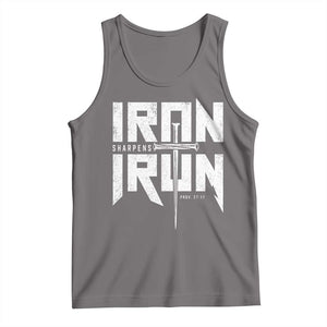 Iron Sharpens Iron Tank Top Christian Bible Scripture Gym Workout TS11 Deep Heather Print Your Wear