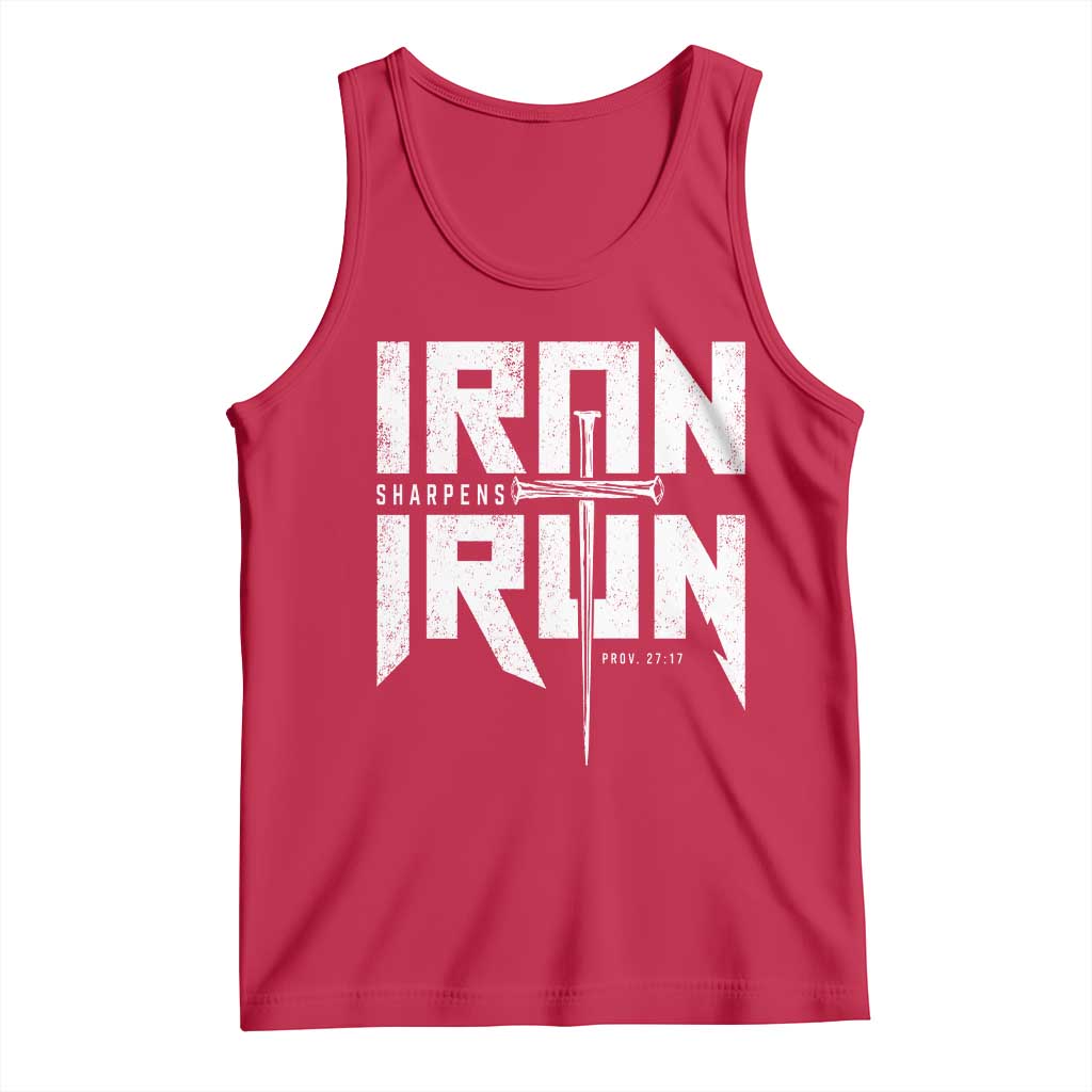 Iron Sharpens Iron Tank Top Christian Bible Scripture Gym Workout TS11 Red Print Your Wear