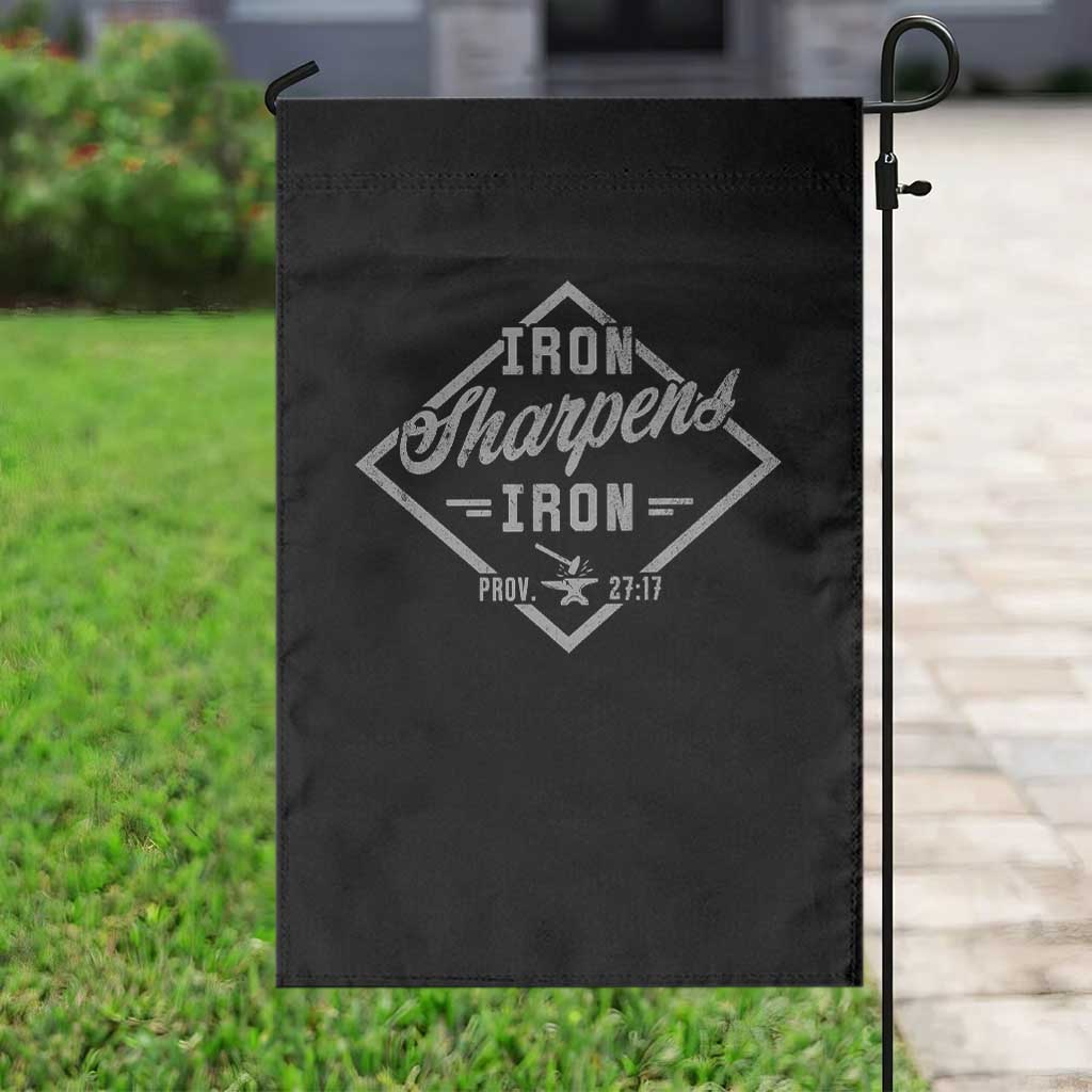 Iron Sharpens Iron Garden Flag Christian Faith Scripture Nail Jesus Cross TS11 Print Your Wear