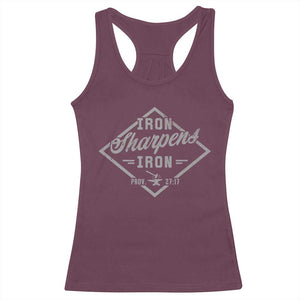 Iron Sharpens Iron Racerback Tank Top Christian Faith Scripture Nail Jesus Cross TS11 Maroon Print Your Wear