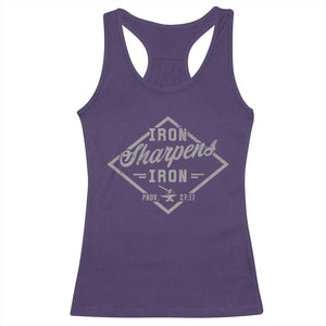 Iron Sharpens Iron Racerback Tank Top Christian Faith Scripture Nail Jesus Cross TS11 Purple Print Your Wear
