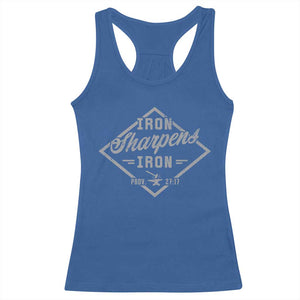 Iron Sharpens Iron Racerback Tank Top Christian Faith Scripture Nail Jesus Cross TS11 Royal Blue Print Your Wear