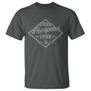 Iron Sharpens Iron T Shirt Christian Faith Scripture Nail Jesus Cross TS11 Dark Heather Print Your Wear