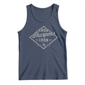 Iron Sharpens Iron Tank Top Christian Faith Scripture Nail Jesus Cross TS11 Navy Print Your Wear