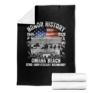Omaha Beach D Day Throw Blanket 82nd Anniversary Honor History Normandy WWII TS11 Black Print Your Wear