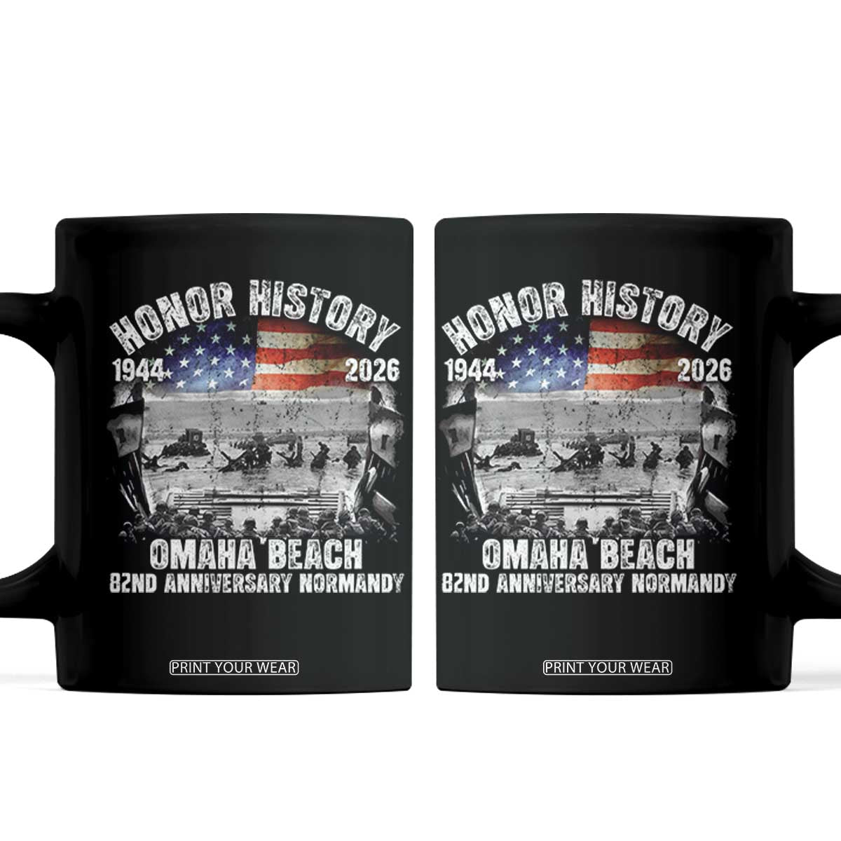Omaha Beach D Day Coffee Mug 82nd Anniversary Honor History Normandy WWII TS11 Black Print Your Wear