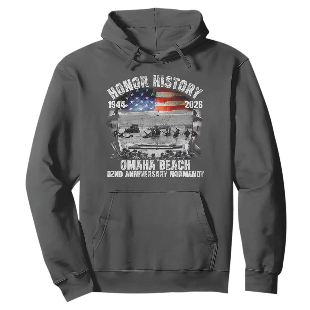 Omaha Beach D Day Hoodie 82nd Anniversary Honor History Normandy WWII TS11 Dark Heather Print Your Wear