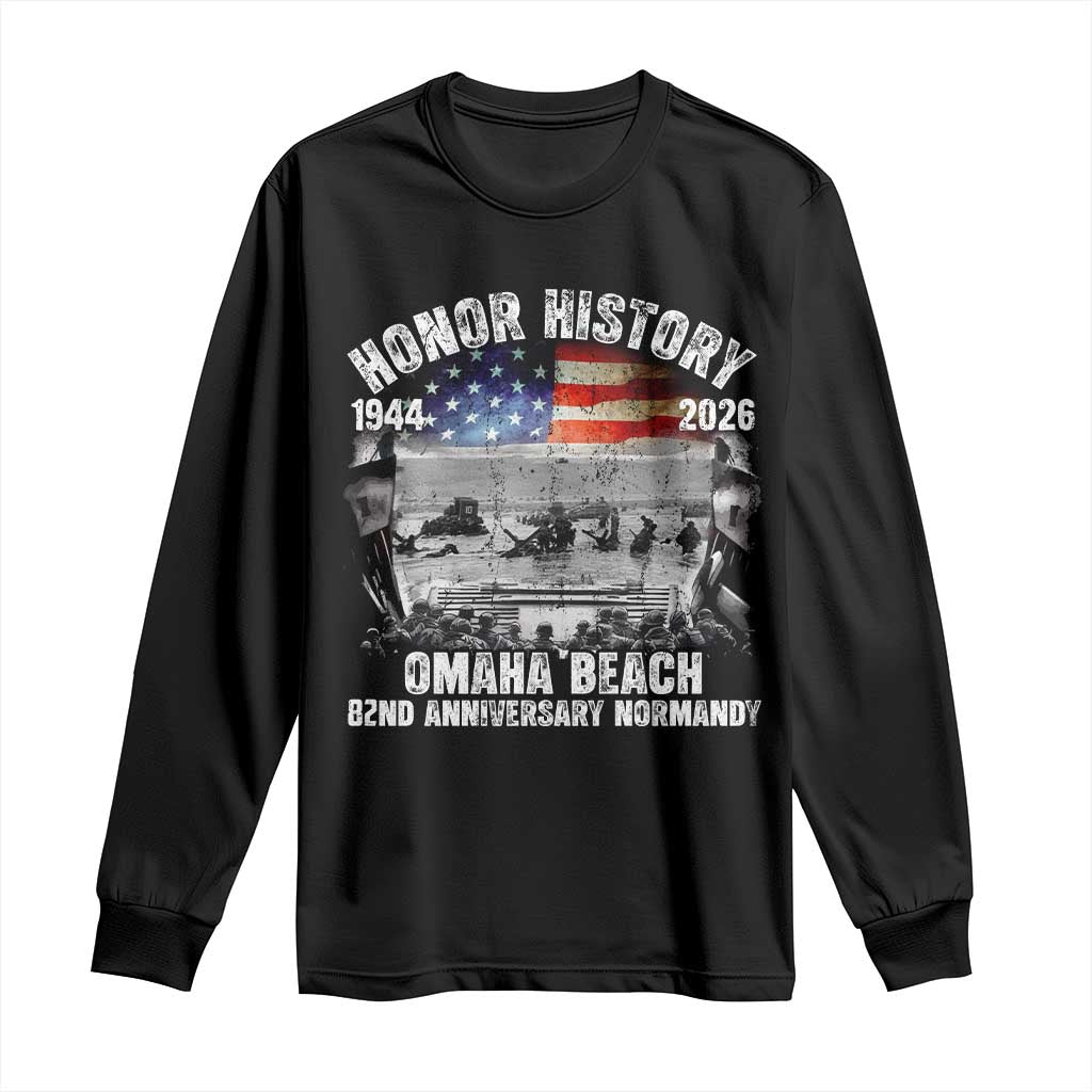 Omaha Beach D Day Long Sleeve Shirt 82nd Anniversary Honor History Normandy WWII TS11 Black Print Your Wear