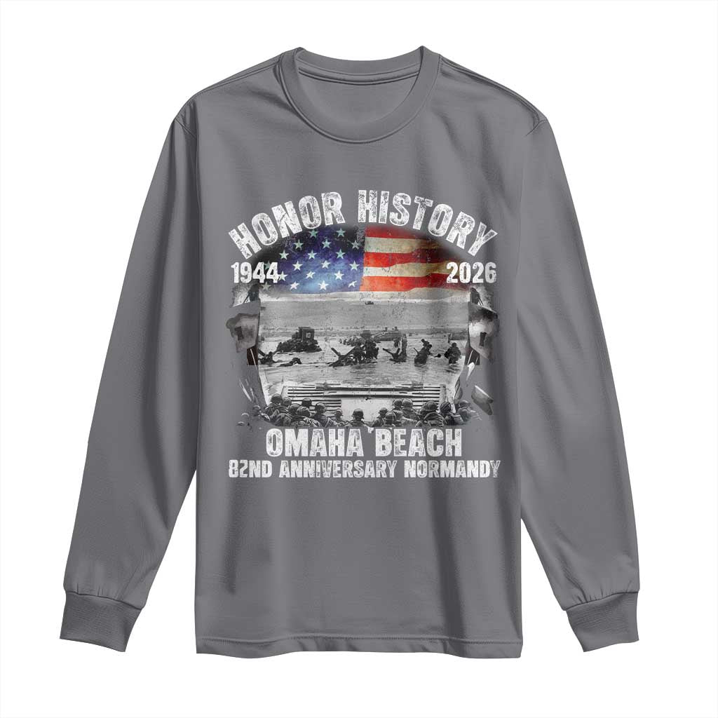 Omaha Beach D Day Long Sleeve Shirt 82nd Anniversary Honor History Normandy WWII TS11 Charcoal Print Your Wear