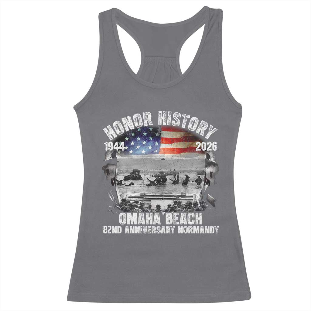 Omaha Beach D Day Racerback Tank Top 82nd Anniversary Honor History Normandy WWII TS11 Charcoal Print Your Wear