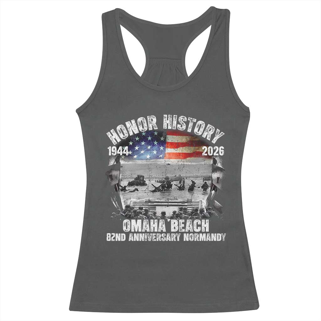 Omaha Beach D Day Racerback Tank Top 82nd Anniversary Honor History Normandy WWII TS11 Dark Heather Print Your Wear
