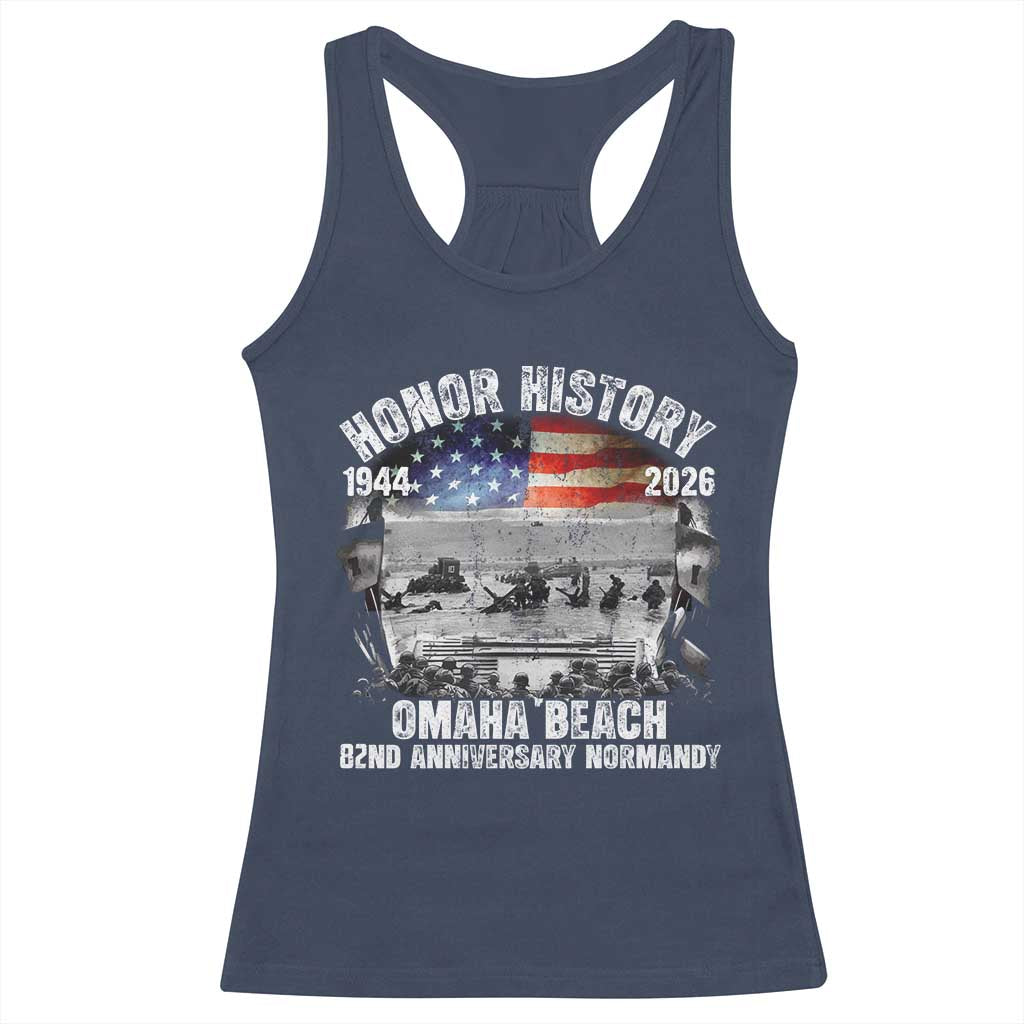 Omaha Beach D Day Racerback Tank Top 82nd Anniversary Honor History Normandy WWII TS11 Navy Print Your Wear