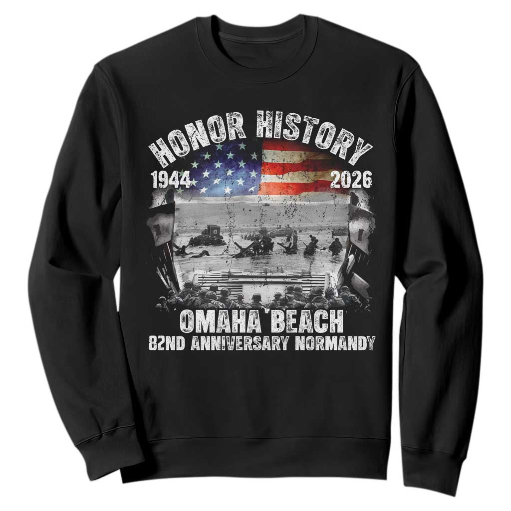 Omaha Beach D Day Sweatshirt 82nd Anniversary Honor History Normandy WWII TS11 Black Print Your Wear