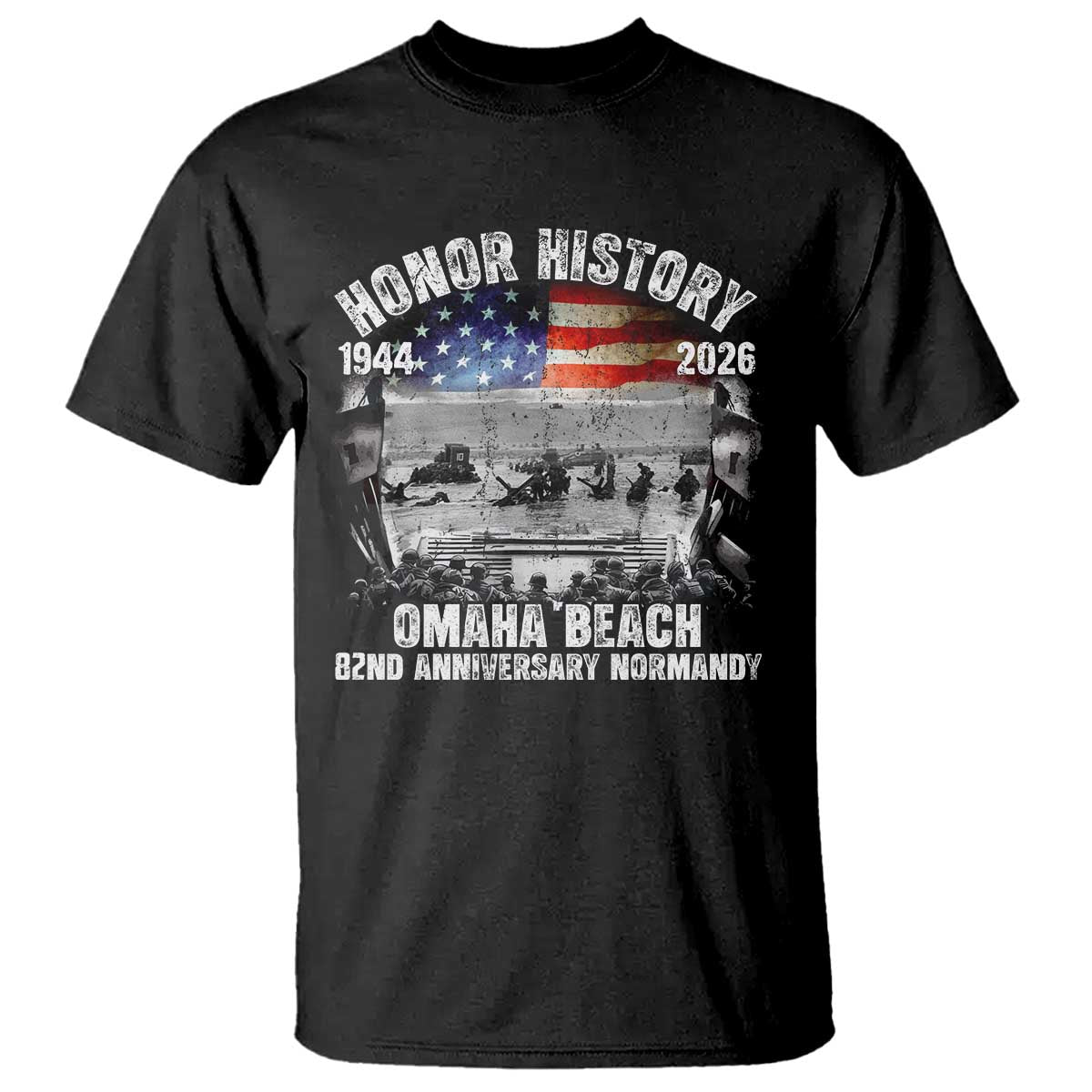 Omaha Beach D Day T Shirt 82nd Anniversary Honor History Normandy WWII TS11 Black Print Your Wear