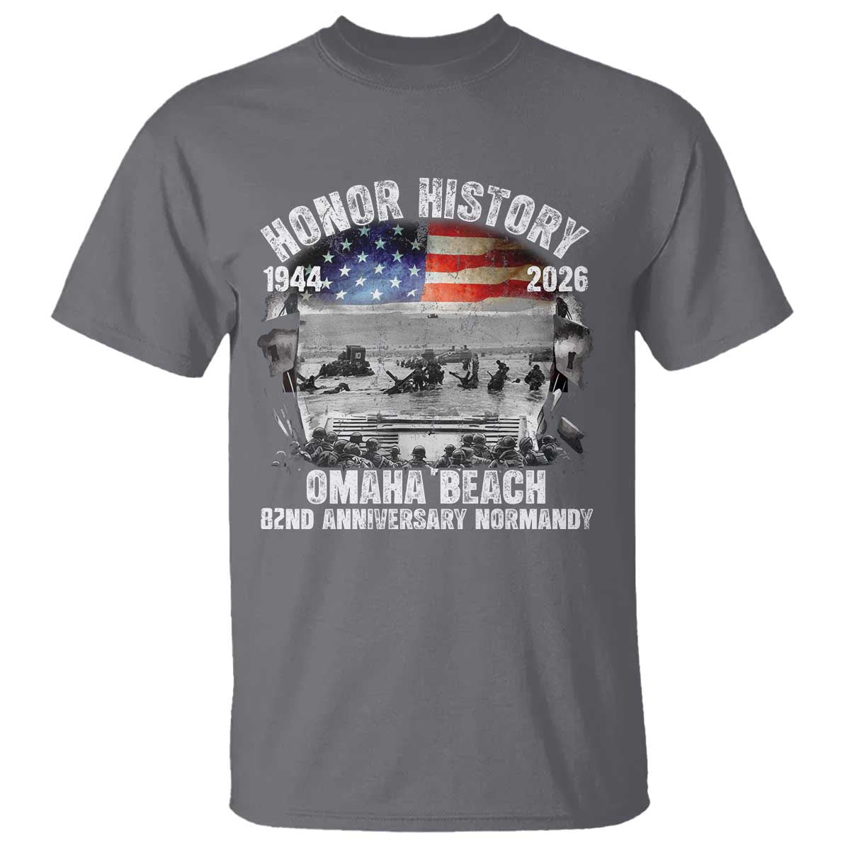 Omaha Beach D Day T Shirt 82nd Anniversary Honor History Normandy WWII TS11 Charcoal Print Your Wear