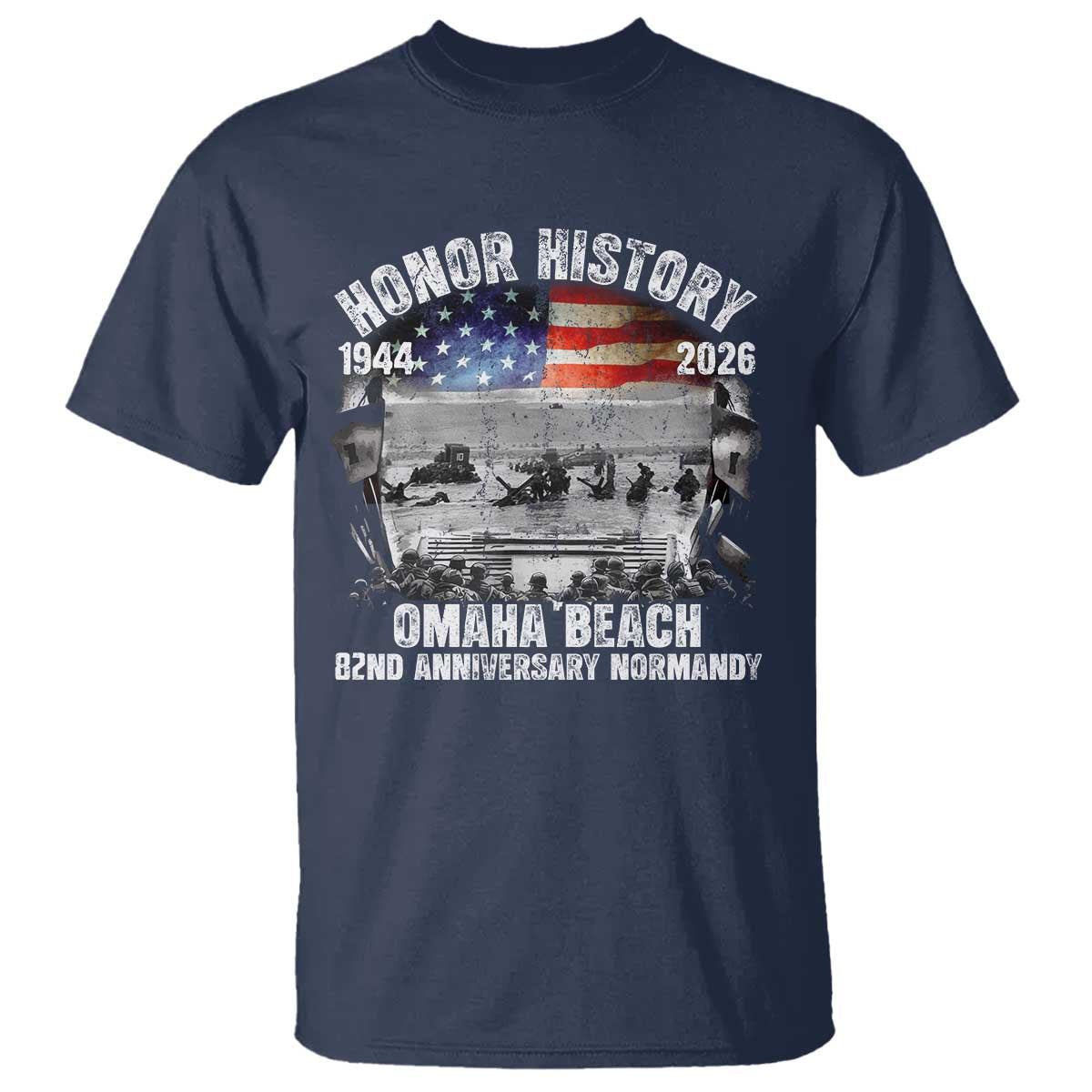 Omaha Beach D Day T Shirt 82nd Anniversary Honor History Normandy WWII TS11 Navy Print Your Wear