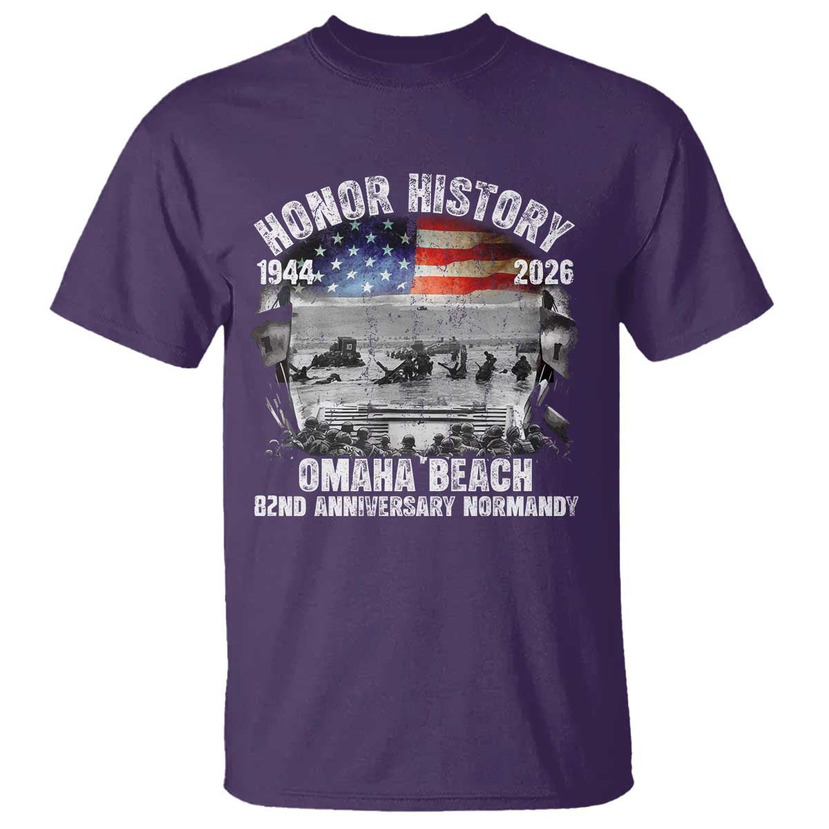Omaha Beach D Day T Shirt 82nd Anniversary Honor History Normandy WWII TS11 Purple Print Your Wear