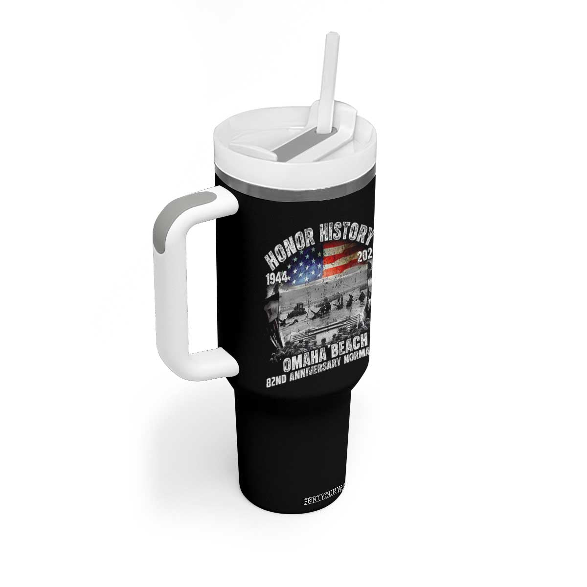 Omaha Beach D Day Tumbler With Handle 82nd Anniversary Honor History Normandy WWII TS11 Print Your Wear