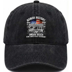 Omaha Beach D Day Washed Cotton Baseball Cap 82nd Anniversary Honor History Normandy WWII TS11 Print Your Wear