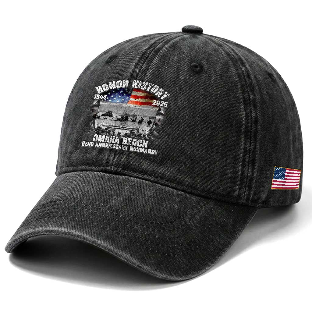 Omaha Beach D Day Washed Cotton Baseball Cap 82nd Anniversary Honor History Normandy WWII TS11 Print Your Wear