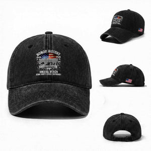 Omaha Beach D Day Washed Cotton Baseball Cap 82nd Anniversary Honor History Normandy WWII TS11 Washed Cap Universal Fit Black Print Your Wear