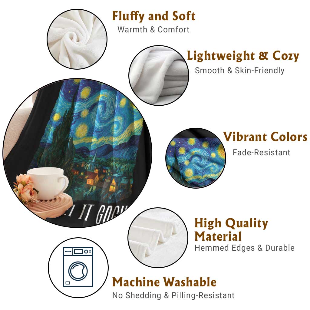 Let It Gogh Funny Vincent Van Gogh Throw Blanket Starry Night Design Art Lover TS11 Print Your Wear