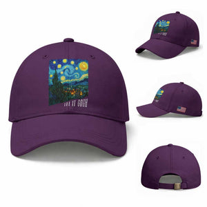 Let It Gogh Funny Vincent Van Gogh Baseball Cap Starry Night Design Art Lover TS11 Baseball Cap Universal Fit Purple Print Your Wear