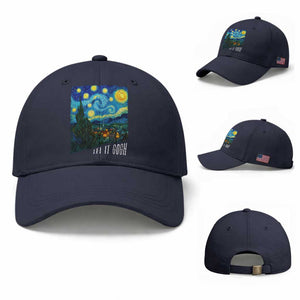 Let It Gogh Funny Vincent Van Gogh Baseball Cap Starry Night Design Art Lover TS11 Baseball Cap Universal Fit Navy Print Your Wear