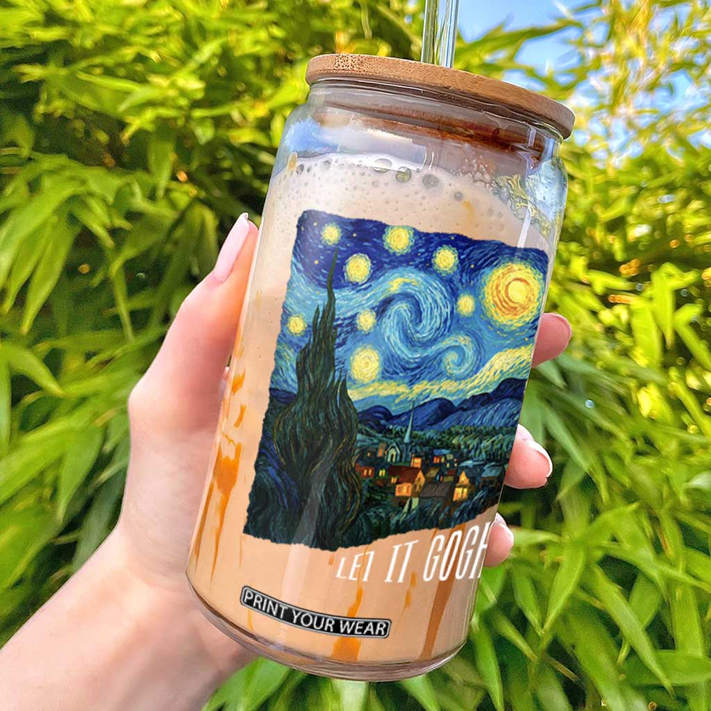 Let It Gogh Funny Vincent Van Gogh Glass Can Starry Night Design Art Lover TS11 Black Print Your Wear
