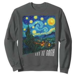 Let It Gogh Funny Vincent Van Gogh Sweatshirt Starry Night Design Art Lover TS11 Dark Heather Print Your Wear