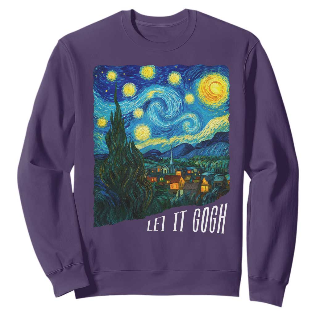 Let It Gogh Funny Vincent Van Gogh Sweatshirt Starry Night Design Art Lover TS11 Purple Print Your Wear