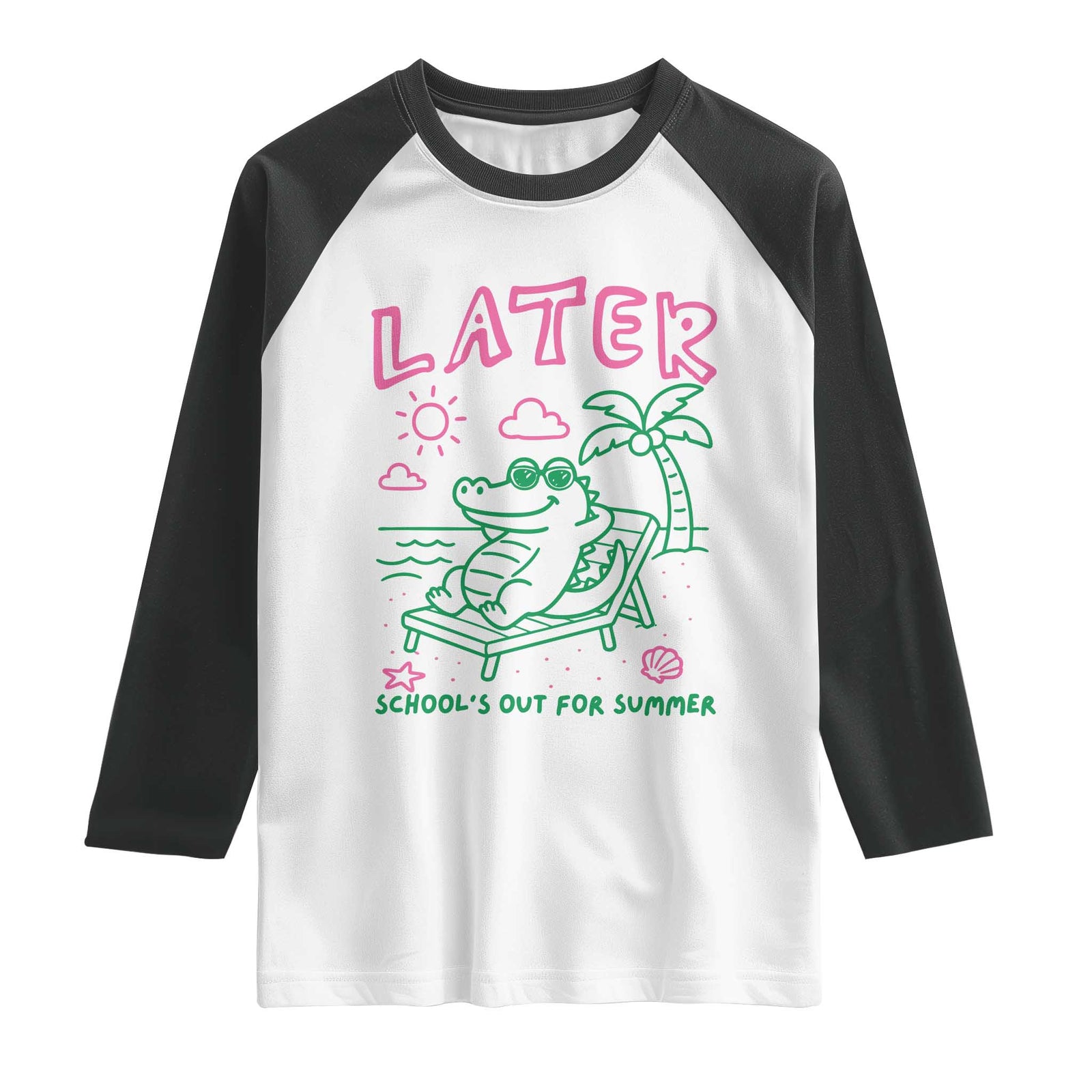 Later Gator School's Out for Summer Raglan Shirt Funny Last Day of School TS11 White Black Print Your Wear