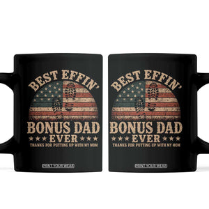 Best Effin Bonus Dad Ever Coffee Mug Step Dad American Flag Father's Day Gifts TS11 Black Print Your Wear