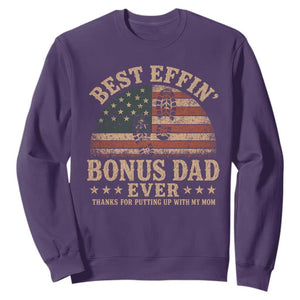 Best Effin Bonus Dad Ever Sweatshirt Step Dad American Flag Father's Day Gifts TS11 Purple Print Your Wear