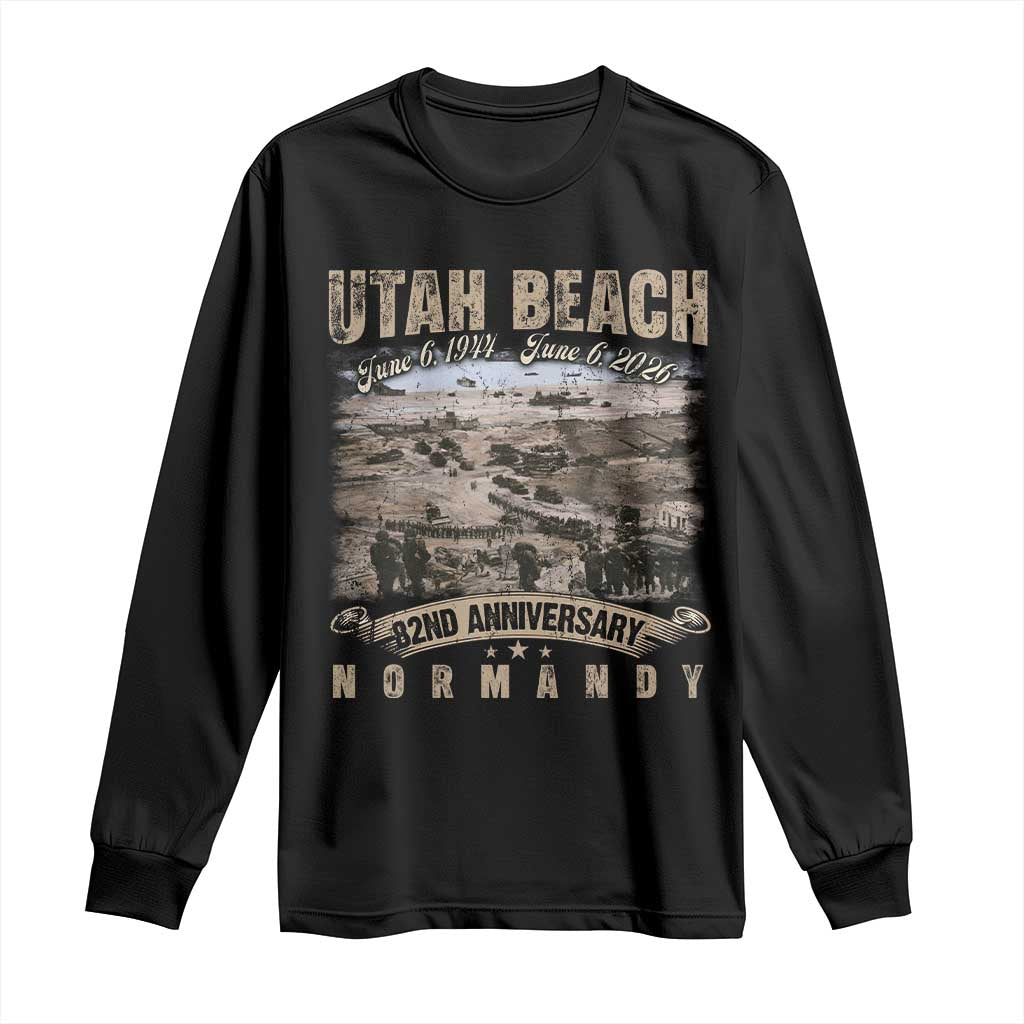 Utah Beach D Day Long Sleeve Shirt 82nd Anniversary Honor History Normandy WWII TS11 Black Print Your Wear