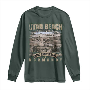 Utah Beach D Day Long Sleeve Shirt 82nd Anniversary Honor History Normandy WWII TS11 Dark Forest Green Print Your Wear