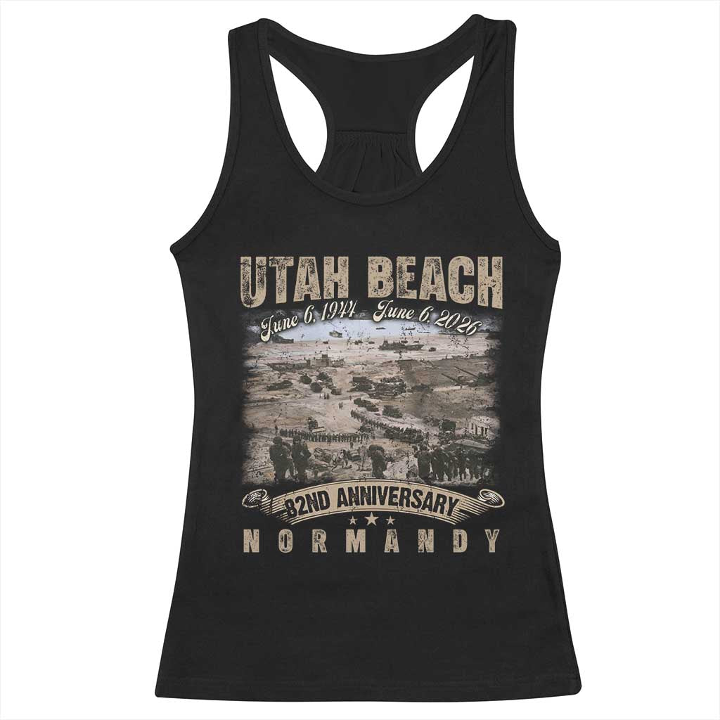 Utah Beach D Day Racerback Tank Top 82nd Anniversary Honor History Normandy WWII TS11 Black Print Your Wear