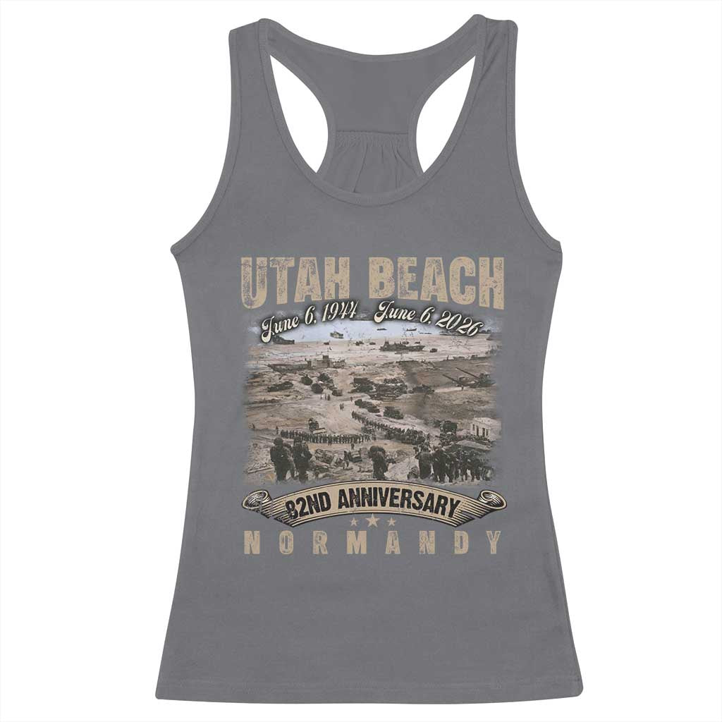 Utah Beach D Day Racerback Tank Top 82nd Anniversary Honor History Normandy WWII TS11 Charcoal Print Your Wear
