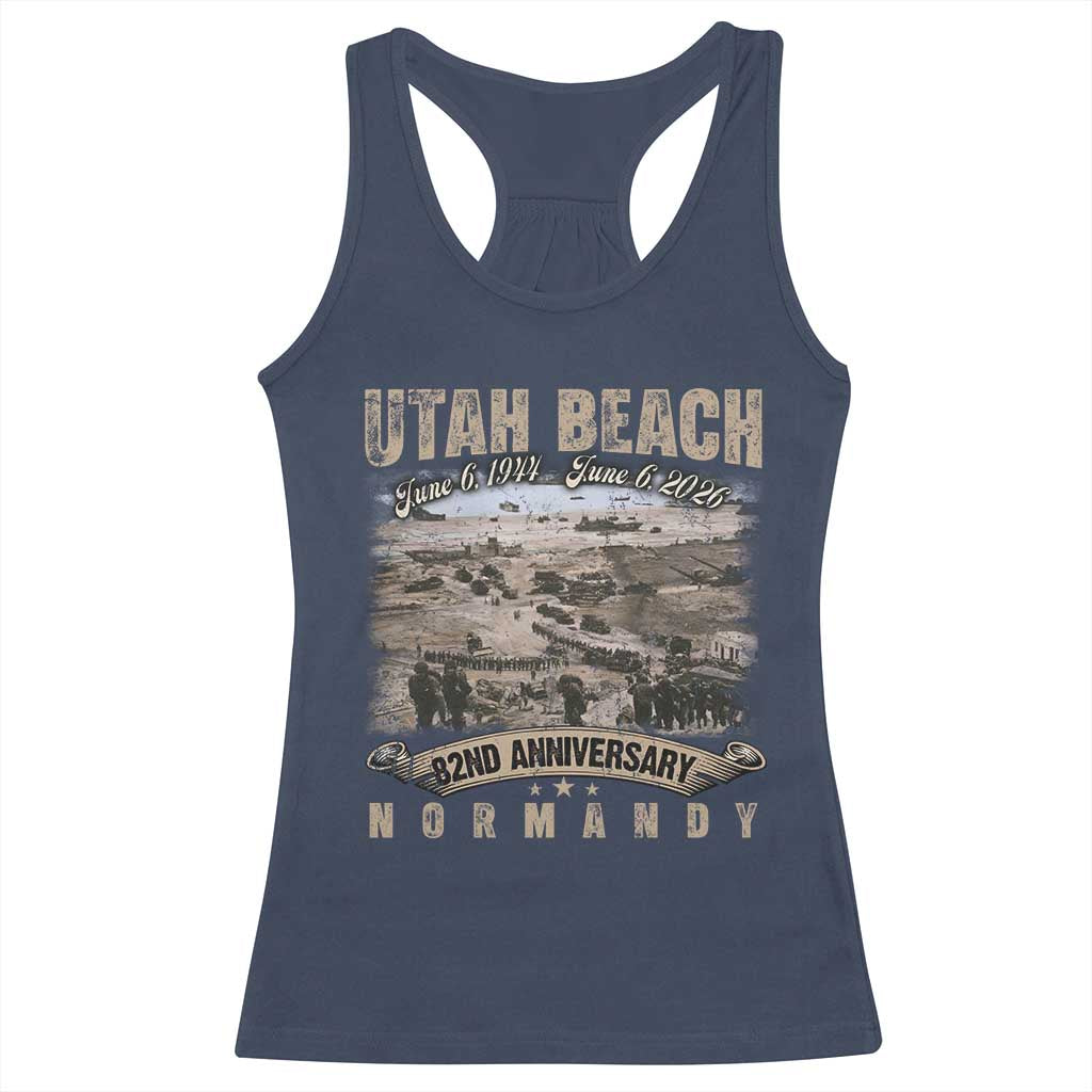 Utah Beach D Day Racerback Tank Top 82nd Anniversary Honor History Normandy WWII TS11 Navy Print Your Wear
