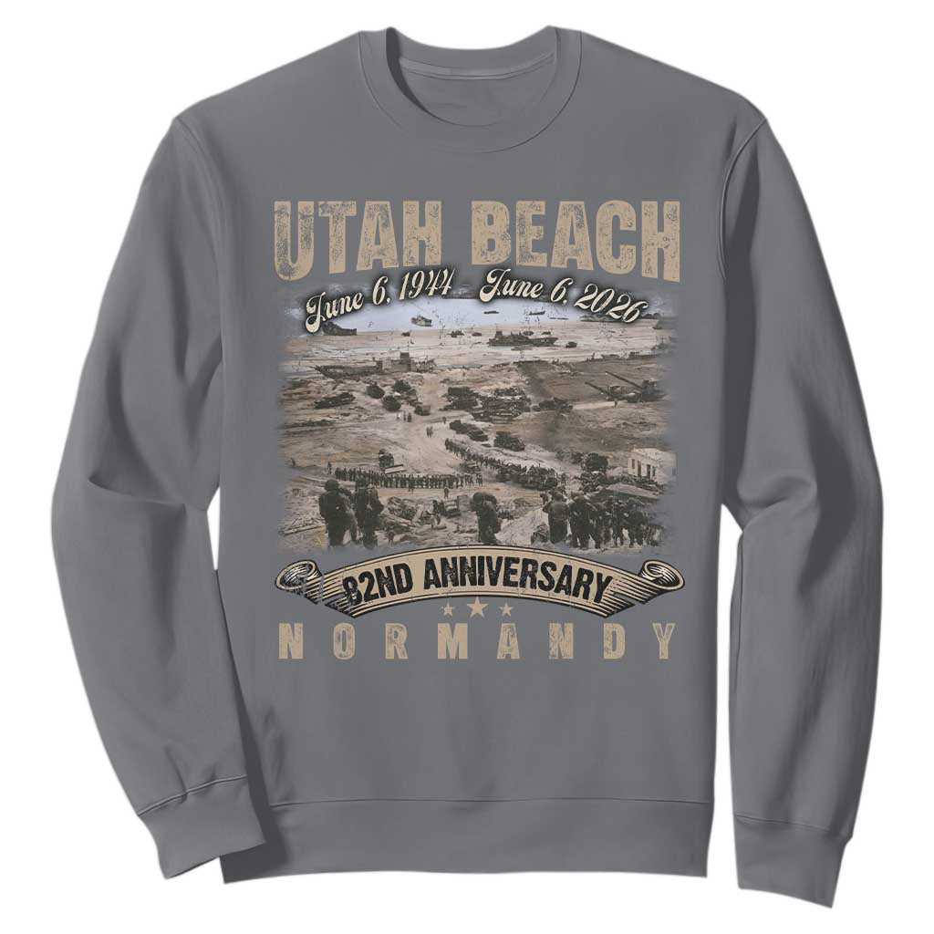 Utah Beach D Day Sweatshirt 82nd Anniversary Honor History Normandy WWII TS11 Charcoal Print Your Wear