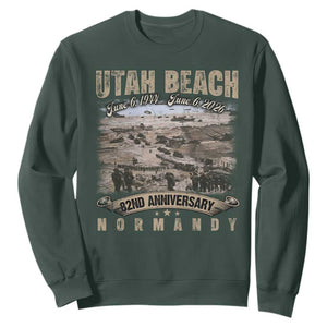 Utah Beach D Day Sweatshirt 82nd Anniversary Honor History Normandy WWII TS11 Dark Forest Green Print Your Wear