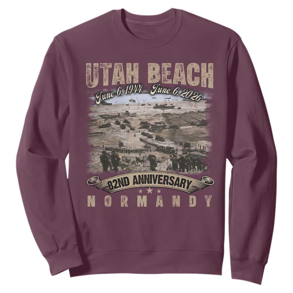 Utah Beach D Day Sweatshirt 82nd Anniversary Honor History Normandy WWII TS11 Maroon Print Your Wear